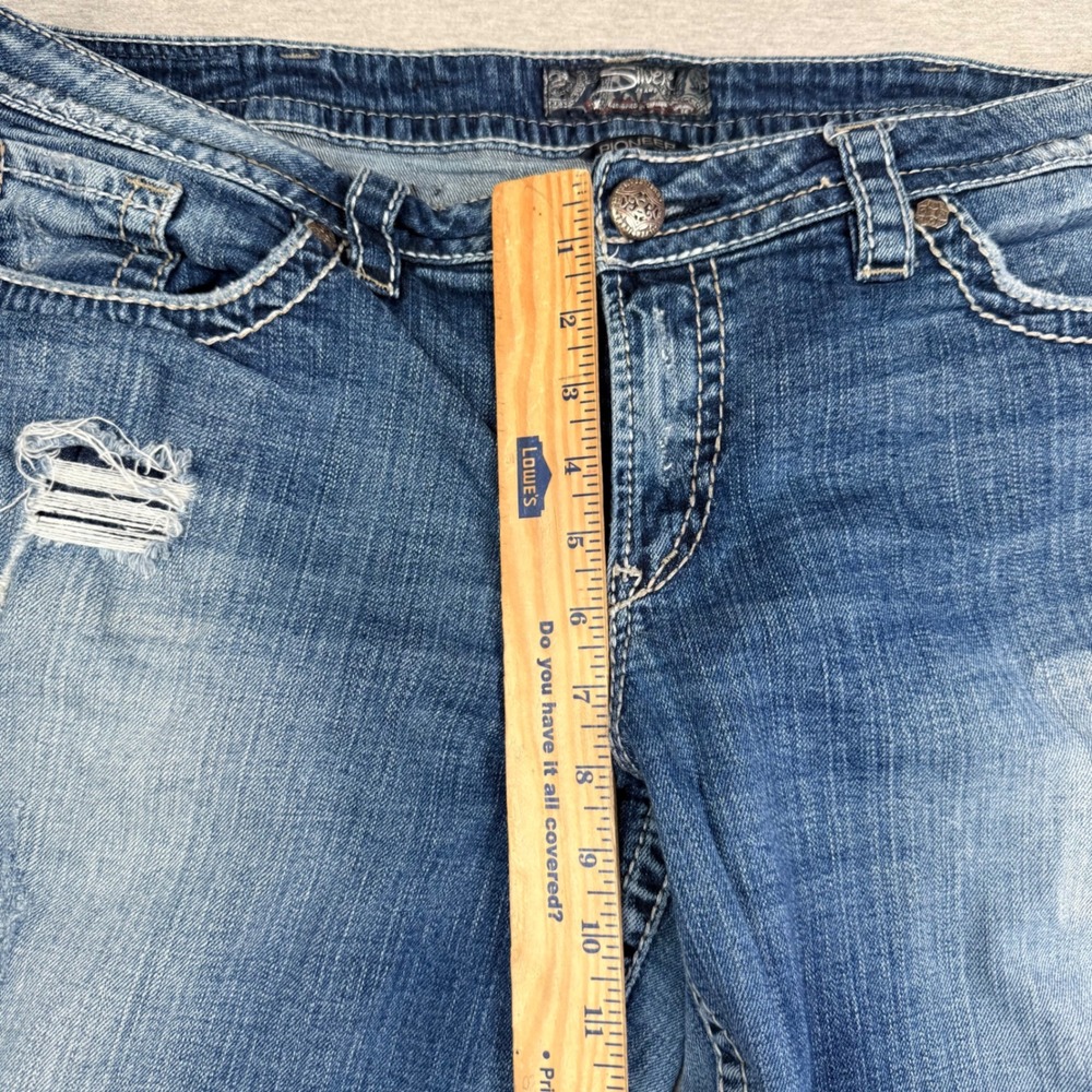 Silver Jeans Co Pioneer Distressed Bootcut Jeans Blue W1579SJ8398 Womens 18 L33 - Picture 5 of 13